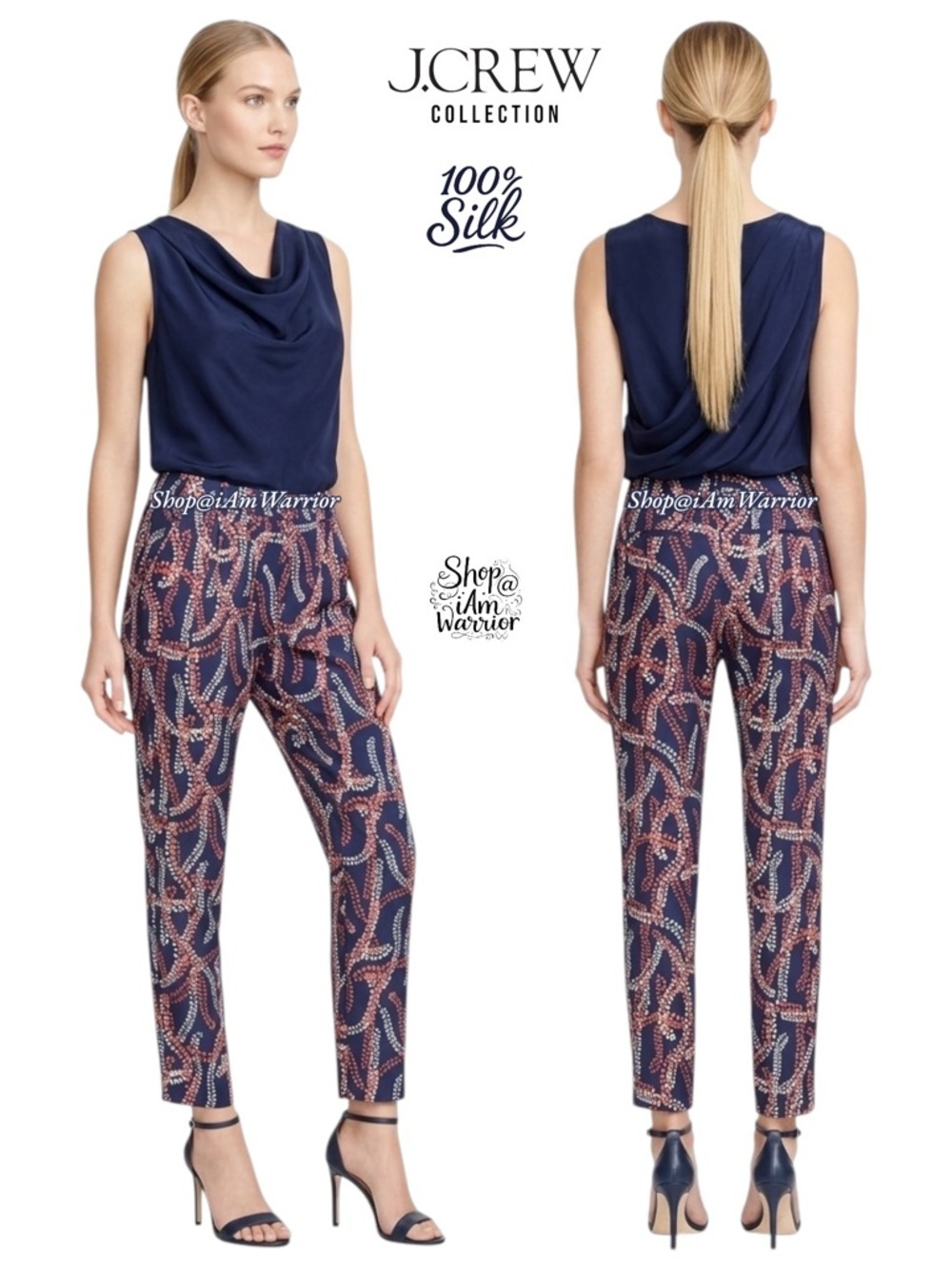 J.Crew Collection silk abstract print tapered high rise pants *shop@iamwarrior